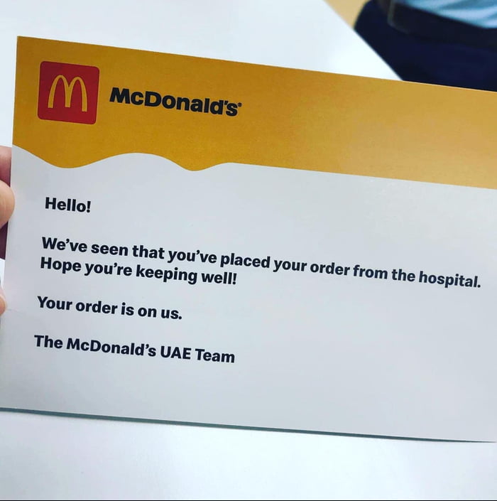 McDonald & # 039; paie la commande d’une infirmière