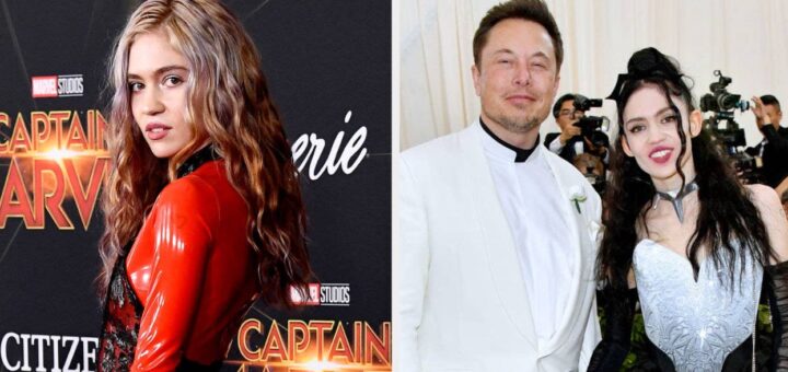 Grimes vivant avec Elon Musk, pose avec le livre de Marx