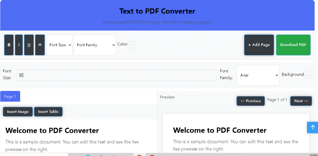 text to pdf